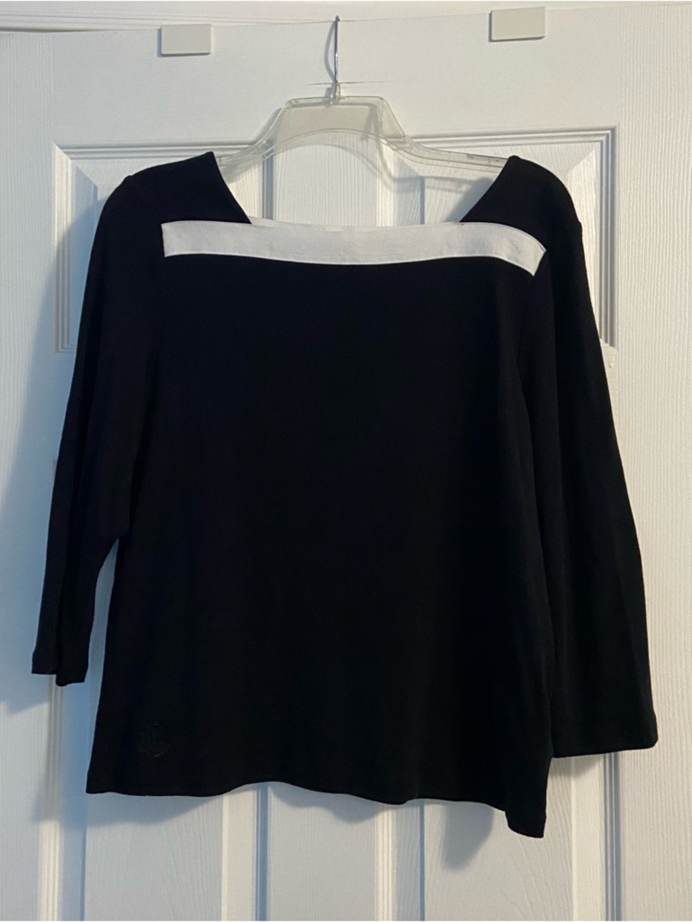 Lauren Ralph Lauren Black 3-Quarter Sleeve Top 100% Cotton Size L